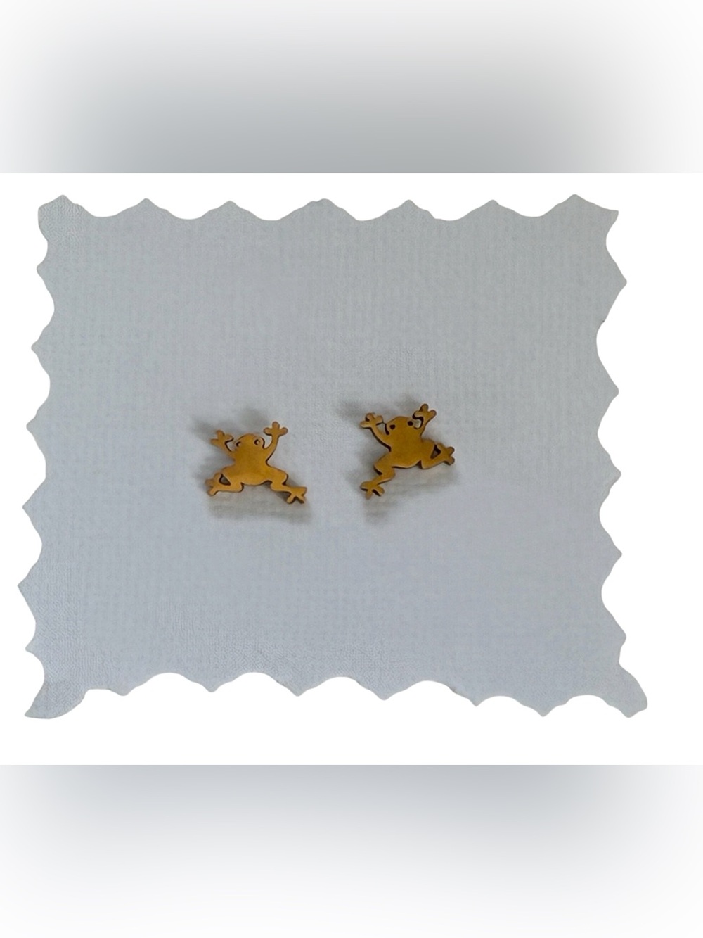 FROG EARRINGS STUDS GOLD TONE